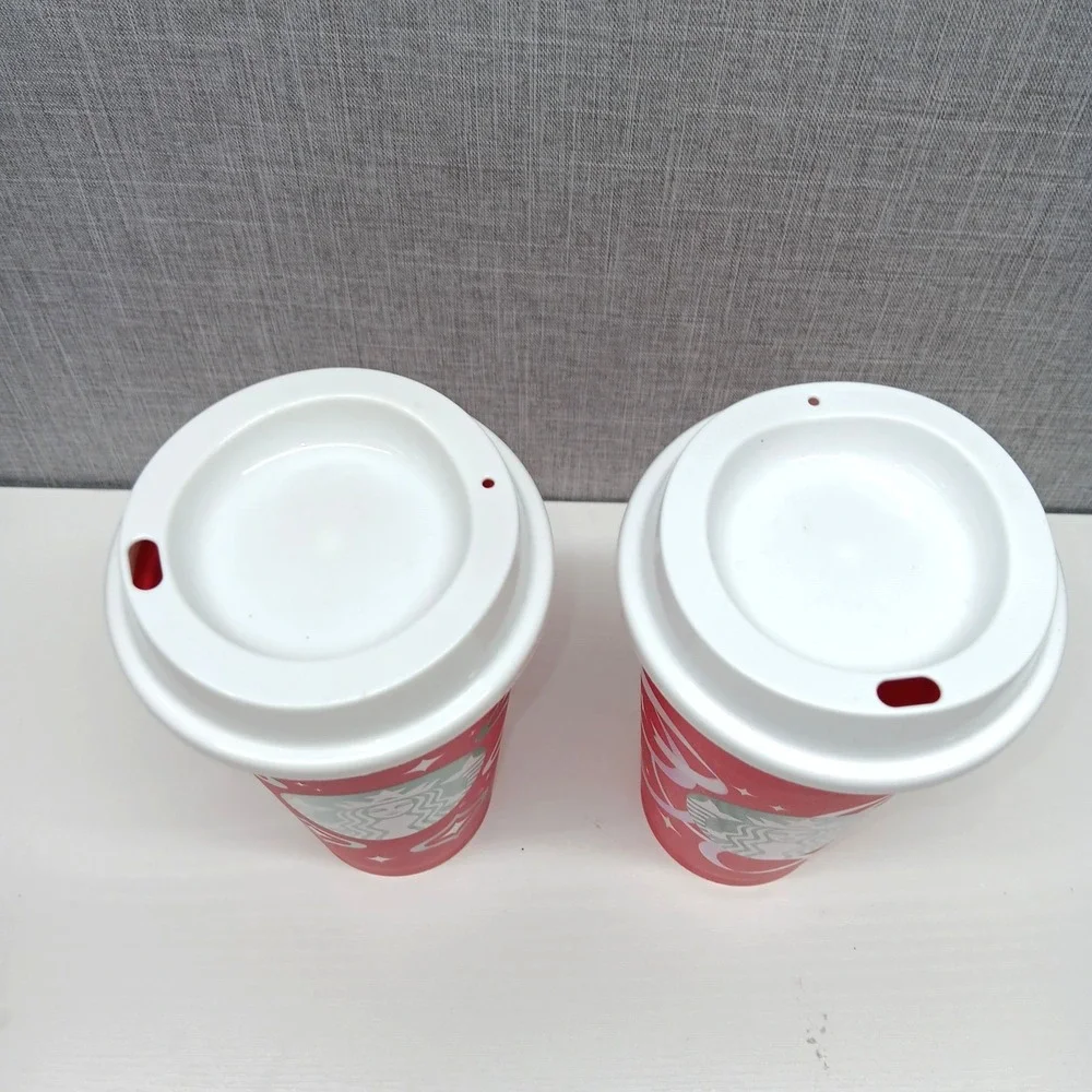 Starbucks Christmas Holiday Coffee Tumbler Lot Reusable Red White 16oz‎ 2023
